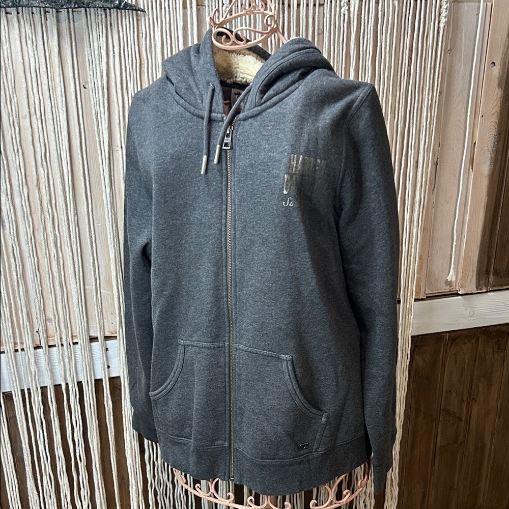 Harley-Davidson Gray Zip-Up Sherpa lined Hoodie